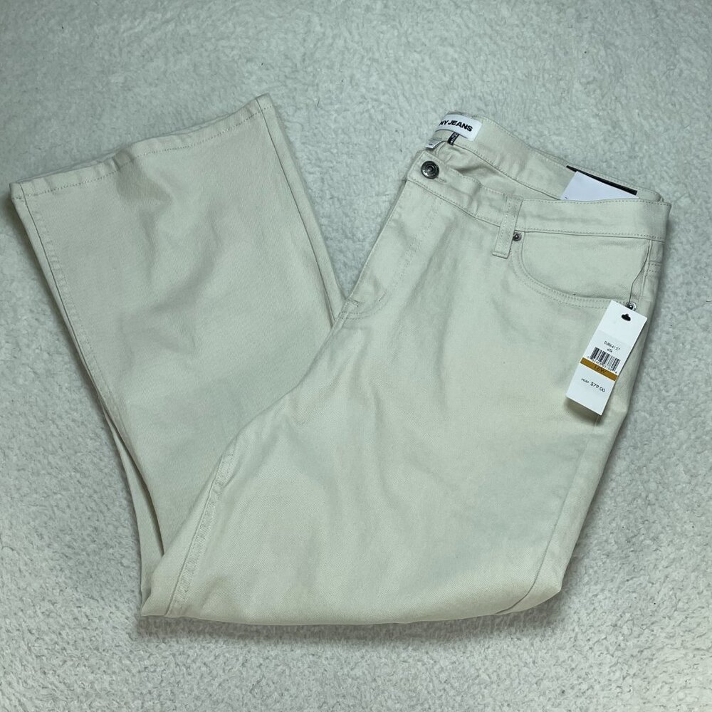 DKNY Jeans Womens 16W Beige Williamsburg High Rise Flare Crop Ankle 36x24 NWT